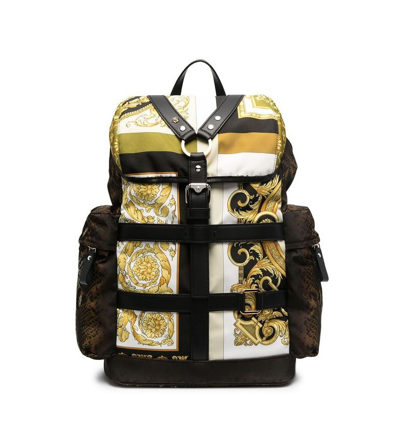Shop Versace Mens Print-mix Harness Detail Backpack