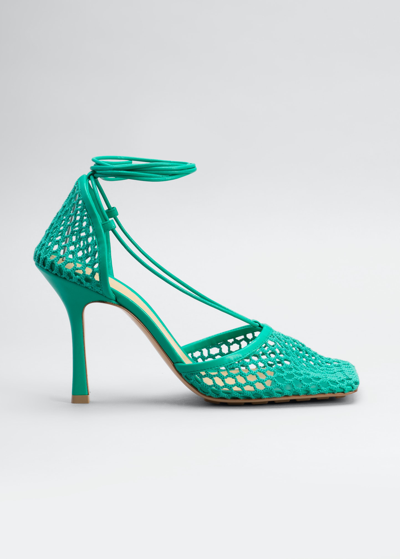 Shop Bottega Veneta Sparkle Stretch High-heel Sandals In Acid Turquoise