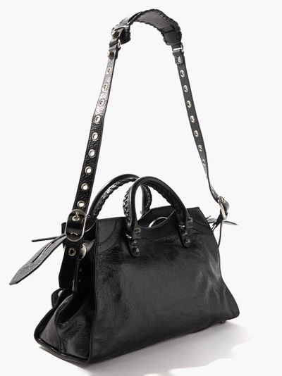 Balenciaga Neo Cagole City Black Grained Leather Shoulder Bag New