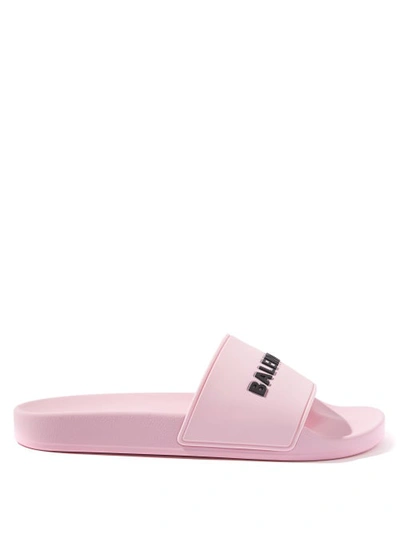 Shop Balenciaga Logo-appliqué Rubber Slides In Light Pink