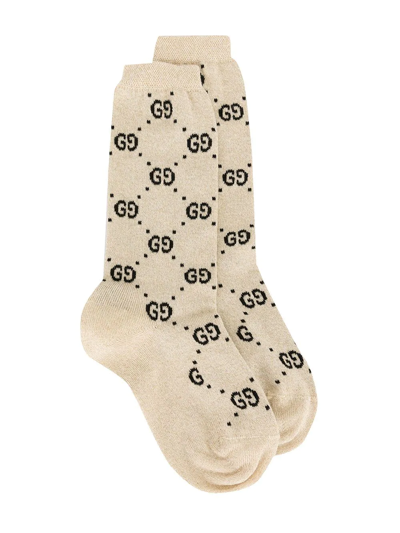 Shop Gucci Gg Pattern Socks In Brown