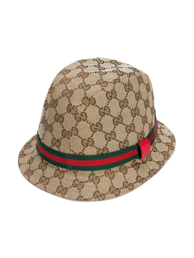 Shop Gucci Gg Logo Fedora Hat In Neutrals