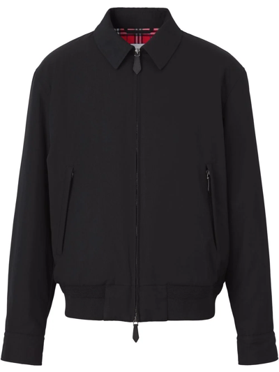 Shop Burberry Harrington Zipped Jacket In Black