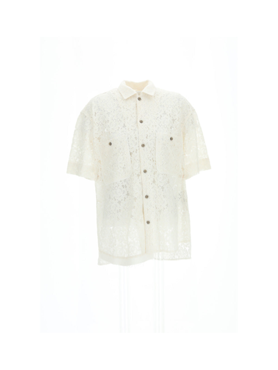 Andersson Bell Embroidered-flower Detail Shirt In Ecru