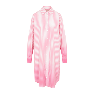 Shop Marni Cotton Dress In Pink &amp; Purple