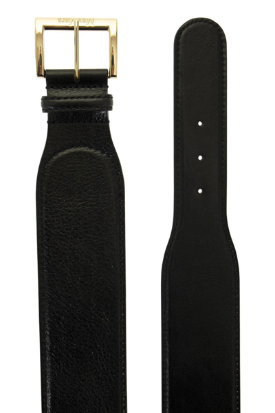 Shop Max Mara Fiuggi - Monogram Leather Belt In Black