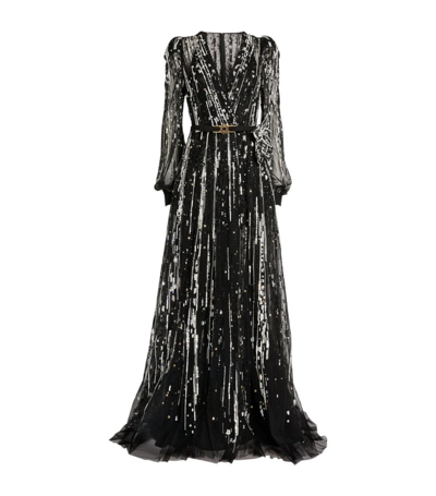 Shop Elie Saab Bead-embellished Gown In Black