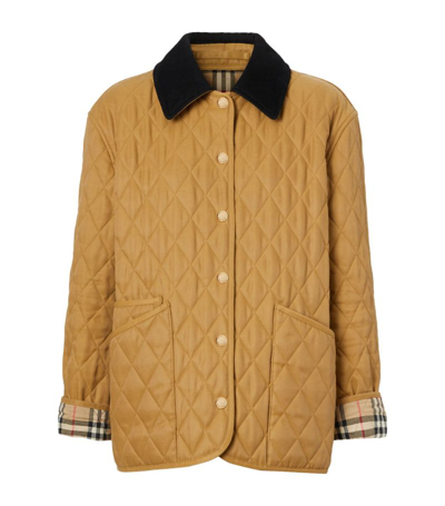 Shop Burberry Diamond Quilted Jacket In Brown
