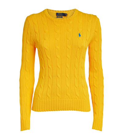 Shop Polo Ralph Lauren Cable-knit Polo Pony Sweater In Yellow