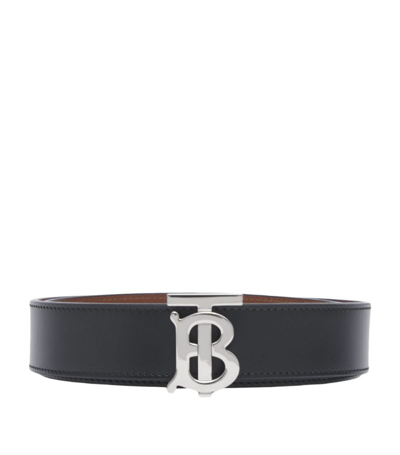 Shop Burberry Reversible Tb Monogram Belt In Black