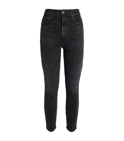 Shop Agolde Pinch High-rise Skinny Jeans In Black