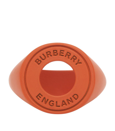 Shop Burberry Logo Signet Ring In Orange