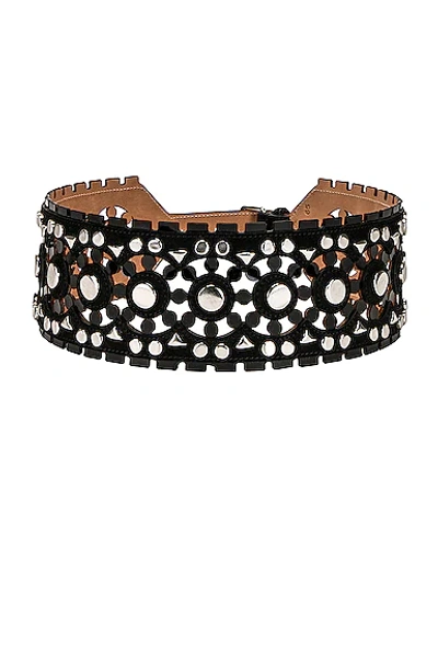 Shop Alaïa Perforated & Studs Belt In Noir