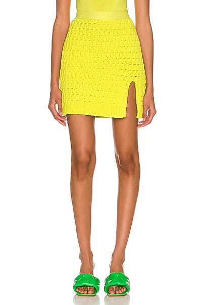 Shop Bottega Veneta Chenille Twisted Mesh Skirt In Kiwi