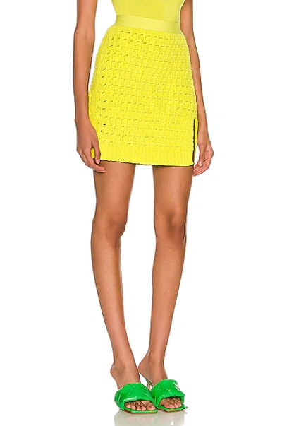 Shop Bottega Veneta Chenille Twisted Mesh Skirt In Kiwi