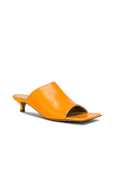 Bottega Veneta Orange Stretch Heeled Sandals In Tangerine