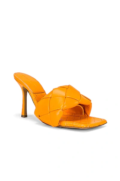 Bottega Veneta Leather Mules In Tangerine