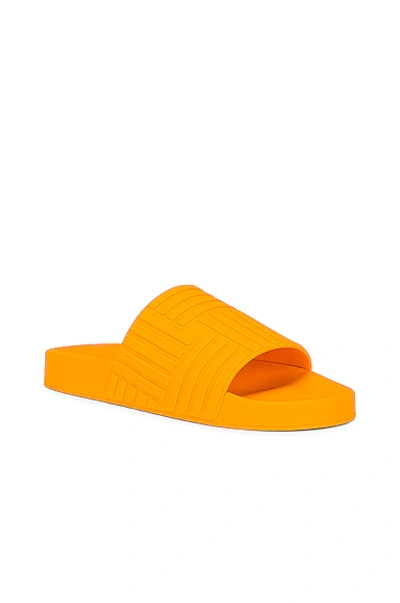 Bottega Veneta Intrecciato Logo-embossed Slides In Tangerine