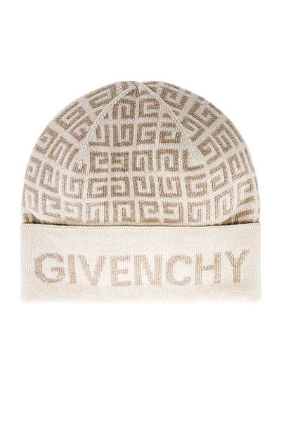 Shop Givenchy 4g Double Face Beanie In Mastic & White