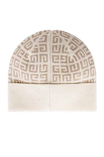 Shop Givenchy 4g Double Face Beanie In Mastic & White