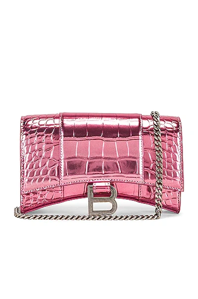 Shop Balenciaga Hourglass Wallet On Chain Bag In Pink