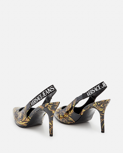 Shop Versace Jeans Couture Garland Printed Patent Slingback In Red
