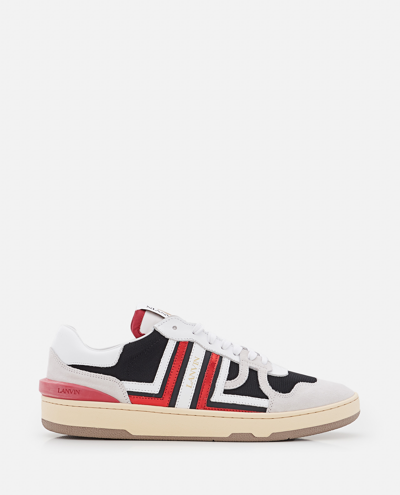 Shop Lanvin "clay" Low Top Sneakers In Suede Leather And Mesh In Red