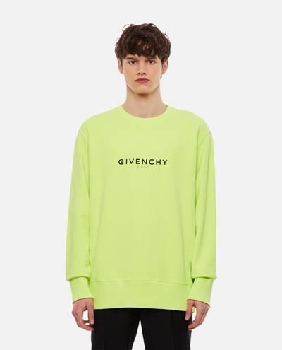 Shop Givenchy Reverse Print Classic Fit Cotton Sweatshirt In Yellow