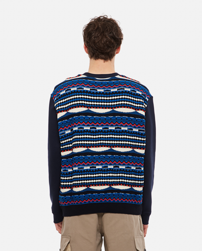 Shop Missoni Crewneck Cotton Sweatshirt In Blue