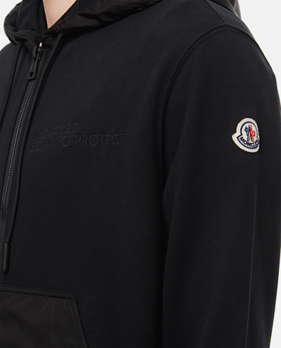 Shop Moncler "born To Protect" Recycled Hoodie In Black