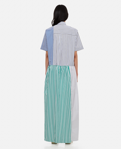 Shop Plan C Stripe Long Cotton Chemisier Dress In Azure
