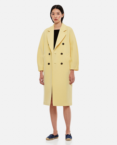 Shop Max Mara Madame2 Jersey Coat In Yellow