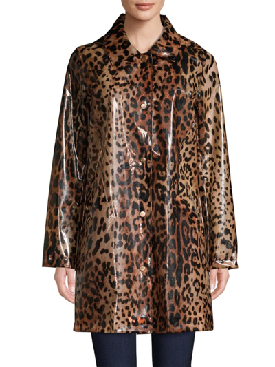 Shop Donna Karan Women's Leopard-print Rain Coat