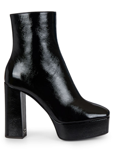 Shop Giuseppe Zanotti Women's Morgana Square-toe Patent Leather Platform Boots In Nero