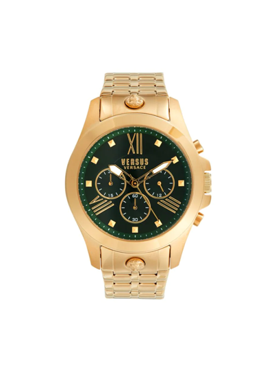Shop Versus Men's 44mm Goldtone Ip Stainless Steel Chronograph Bracelet Watch In Green