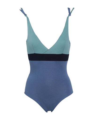 Shop Isole & Vulcani Woman One-piece Swimsuit Slate Blue Size M Organic Cotton, Elastane