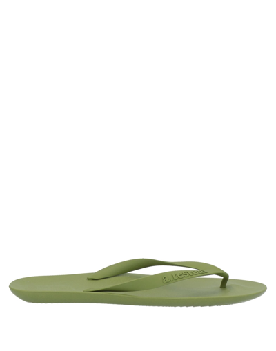 Shop A.testoni A. Testoni Man Thong Sandal Military Green Size 5-6 Rubber