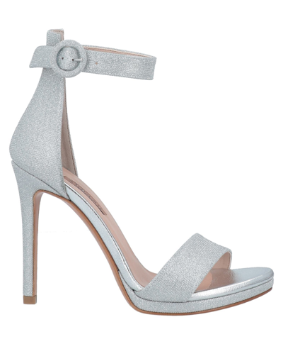 Shop Albano Woman Sandals Silver Size 8 Textile Fibers