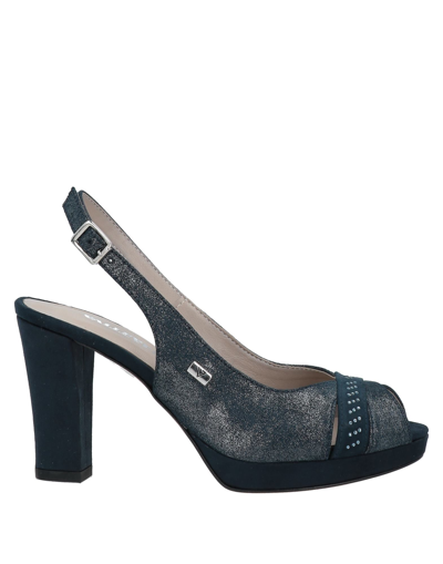 Shop Valleverde Sandals In Dark Blue