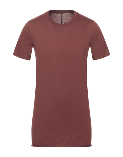 Shop Rick Owens Man T-shirt Cocoa Size Xs Viscose, Silk In Brown
