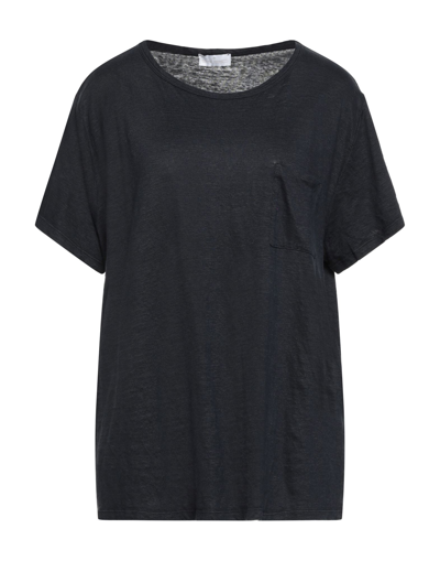 Shop Bruno Manetti Woman T-shirt Midnight Blue Size 4 Linen