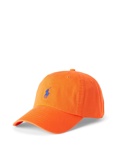 Shop Polo Ralph Lauren Cotton Chino Ball Cap Man Hat Orange Size Onesize Cotton