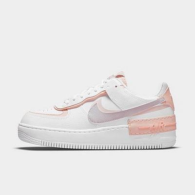 Shop Nike Women's Air Force 1 Shadow Casual Shoes In White/amethyst Ash/pink Oxford