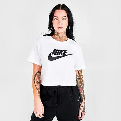 Shop Nike Women's Sportswear Essential Cropped T-shirt In White/black