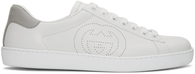 Shop Gucci White & Grey Interlocking G New Ace Sneakers In 9094 Bianco Bianco G