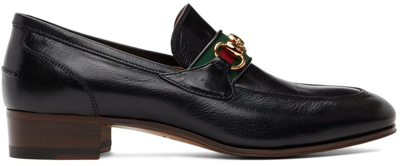 Shop Gucci Black Web Horsebit Loafers In 1060 Nero Vrv