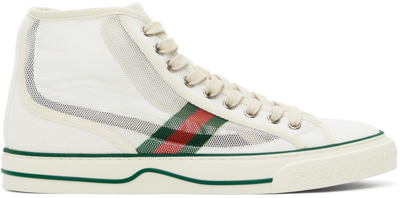 Shop Gucci White Mesh ' Tennis 1977' High-top Sneakers In 9070 Gr White Vrv My