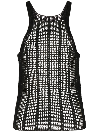 Shop Dion Lee Open-knit Sleeveless Top In Schwarz