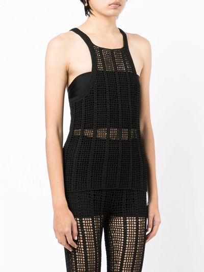 Shop Dion Lee Open-knit Sleeveless Top In Schwarz