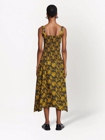 Shop Proenza Schouler White Label Sunflower Smocked Dress In Yellow